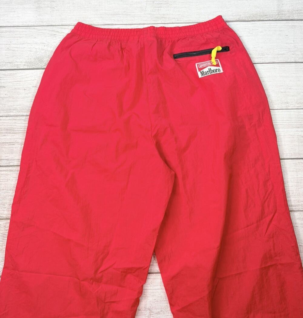 Marlboro Adventure Team Men’s Vintage Red Nylon Track Windbreaker Pants Size L